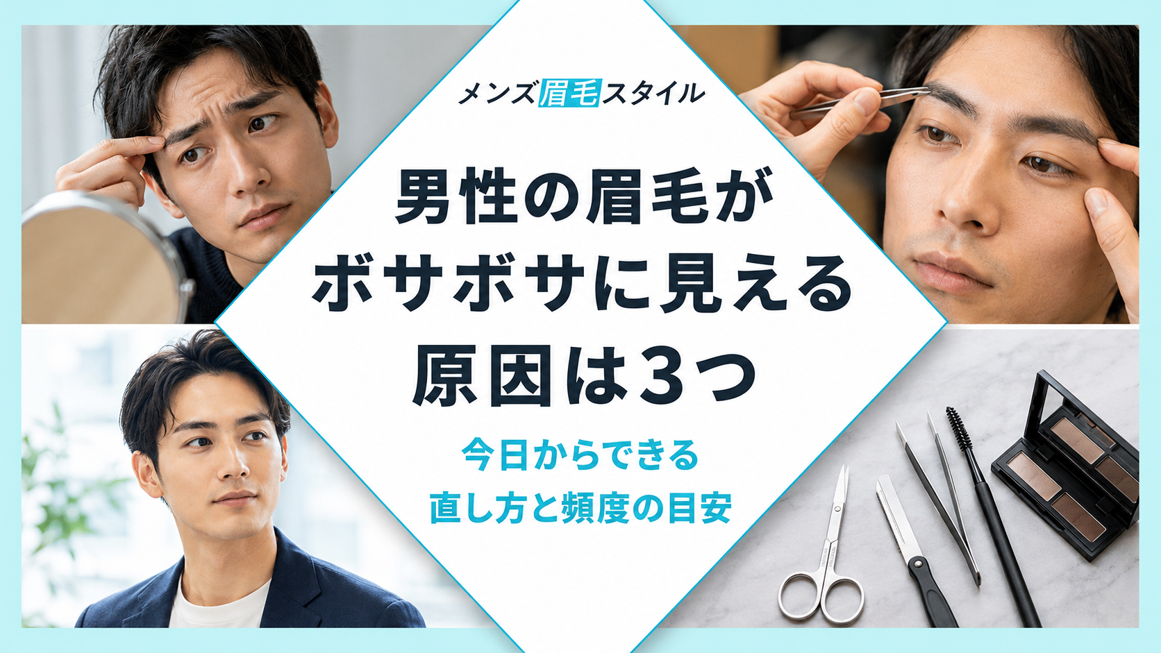 男性の眉毛がボサボサに見える原因は3つ|今日からできる直し方と頻度の目安